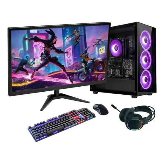 PC Gamer Completo BluePC FORCE, AMD Ryzen 5, Radeon RX, 8GB DDR4, SSD 256GB, Fonte 500W, Monitor LED 20" - PGBP-FOR106