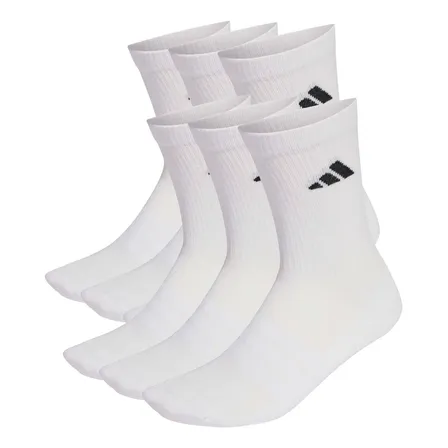 Kit 6 Pares Meias Esportes Cano Médio Acolchoado adidas Branco Logo 39 Br