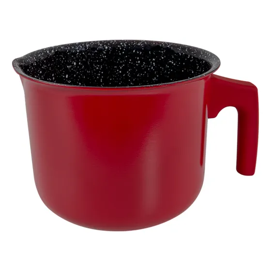 Leiteira Caneca Fervedor Ceramica Antiaderente Fogão Indução Cor Vermelho