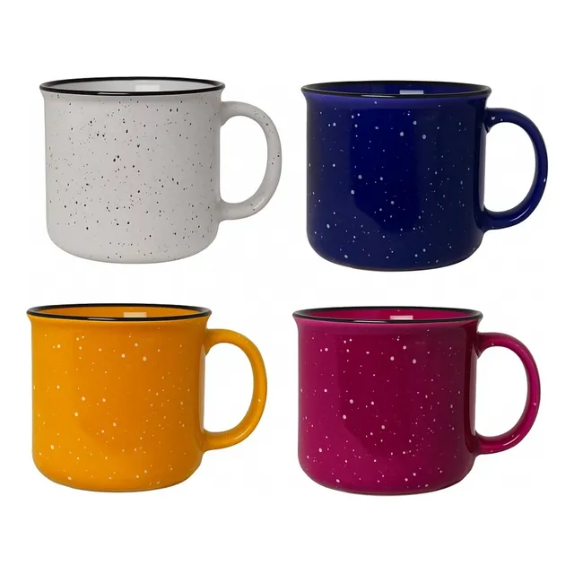 Set 4 Tazas Cerámica Diseño Peltre Café O Té