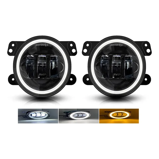 Par 4 Led Faros Niebla Universal Jeep Wrangler Luz Drl