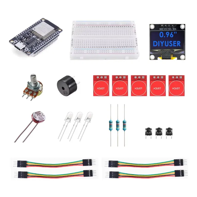 Kit Básico Esp32 Wifi Bluetooth, Sensores, Leds Y Oled 0.96 