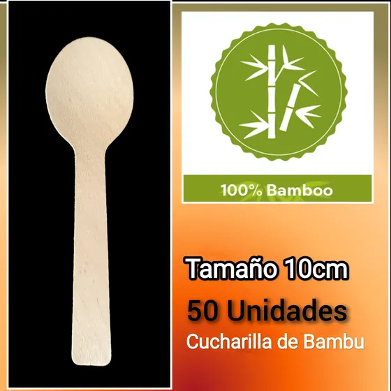Cucharillas De Bambu 10,5cm Postres Eventos Fiestas