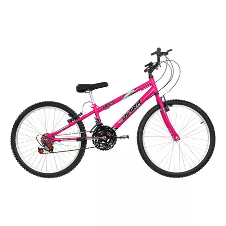 Bicicleta  de passeio Ultra Bikes Bike Rebaixada Aro 24 18 Marchas freios v-brakes cor rosa