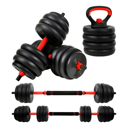 Kit Halteres 6 Em 1 Peso Musculação 40kg Ajustável Kettlebel Preto
