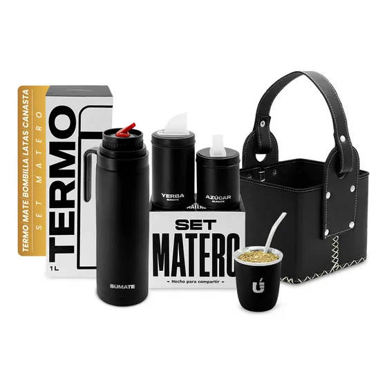 Equipo Matero Sumate Set Termo Mate Latas Y Canasta Matera Con Bombilla