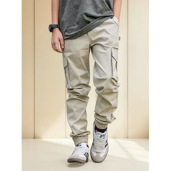 Pantalón Jogger Cargo Niños Dril Licrado Premium