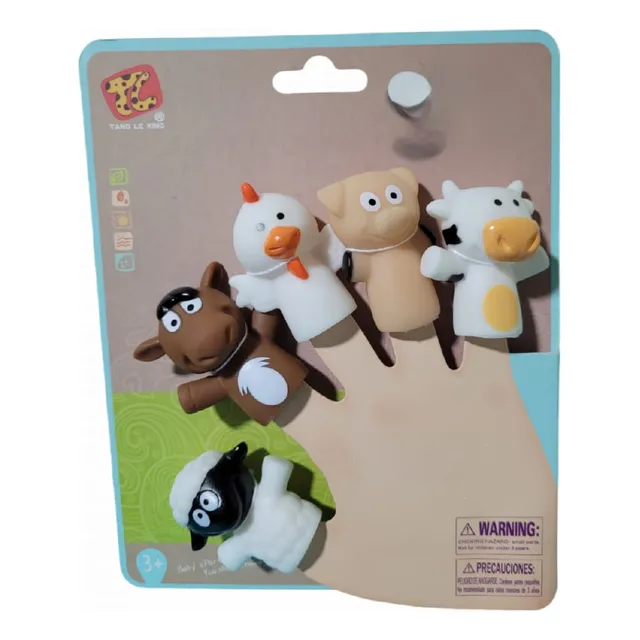 Títere Para Dedos Set X5 Animalitos De Granja Hora Del Baño