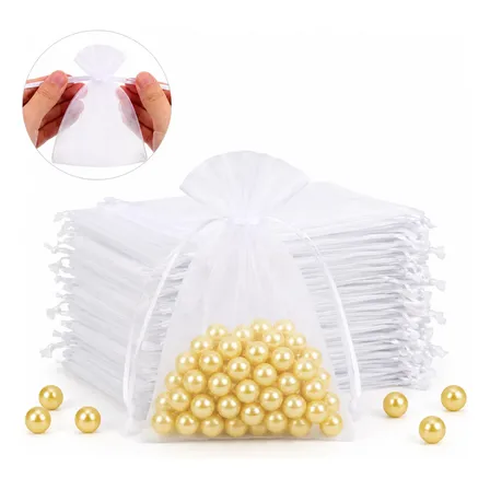 Kit 100 Saco Organza Tule 9x12 Saquinho Branco Lembrancinha