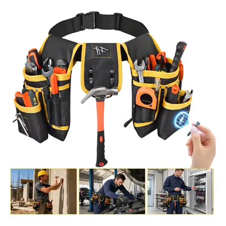 Bolso Ferramentas Cinturão Carpinteiro Pedreiro 26 Bolsos Amarelo