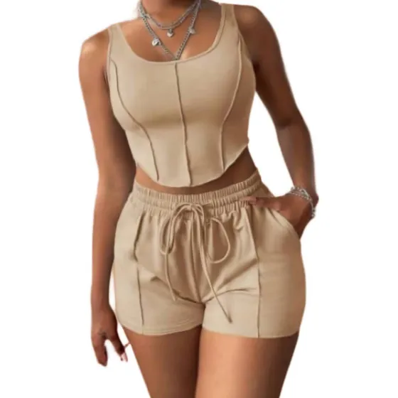 Conjunto Casual Short Más Top Para Dama, Set De Dos Piezas