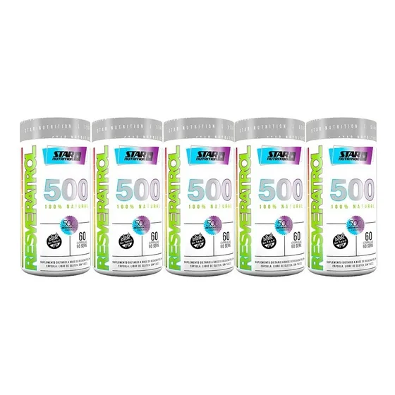 Resveratrol 500 Star Nutrition 60 Caps X 5 Unidades Sabor Sin Sabor