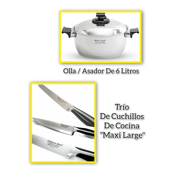 Olla Rena Ware De 6 Litros + Cuchillos De Cocina Renaware 