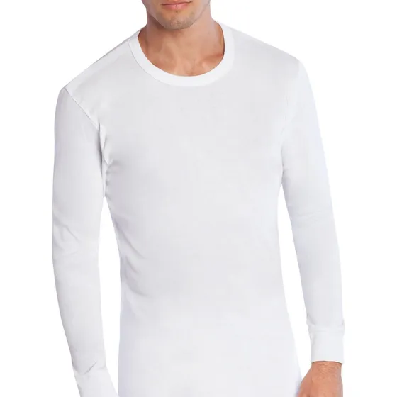 Camiseta M/larga Cuello Polo Hombre Algodón Blanco