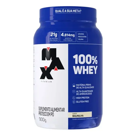 100% Whey - Max Titanium Proteínas Proteínas Sabor Baunilha X 900g - Pote