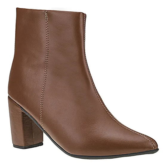 Bota Coturno Feminina Salto Bloco Grosso Bico Fino Cano Curt