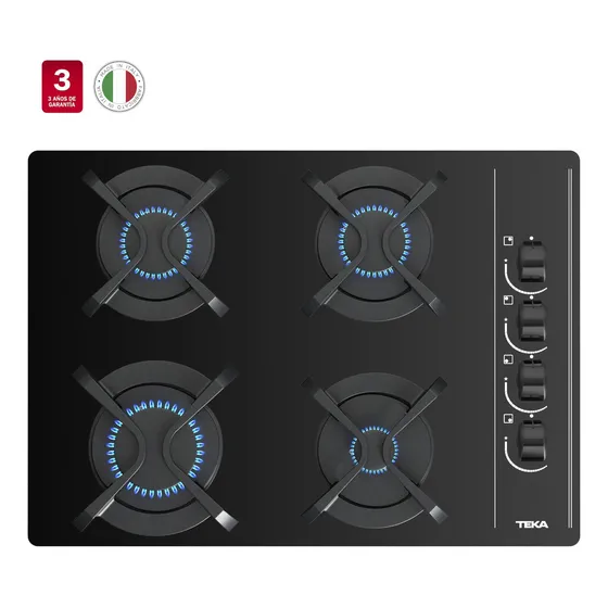Encimera Cristal Gas Natural Gbc 64003 Kbn 4 Platos Negro Negro