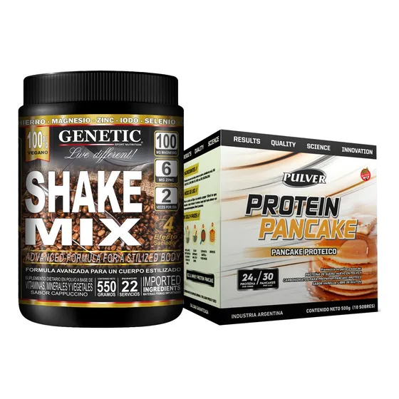 Desayuno Proteico Control Peso Panqueque + Shake Mix Genetic