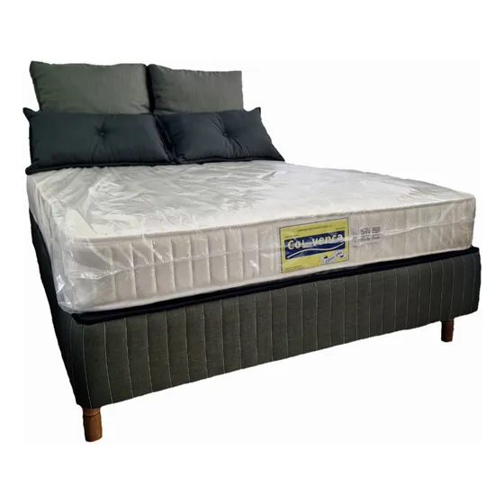 Juego Cuarto Cama Matrimonial Ortopédico Box Copete Colchón