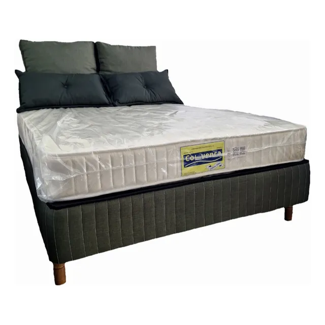 Juego Cuarto Cama Matrimonial Ortopédico Box Copete Colchón