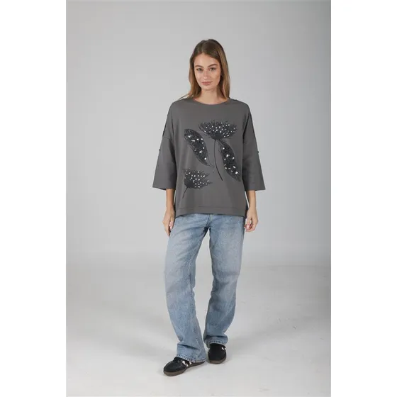 Remeron Oversize Grove Bordado Gu9808 Mangas 3/4 Arizona