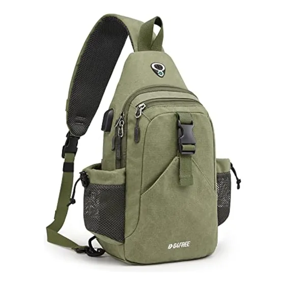 G4free Mochila Cruzada De Lona Con Puerto De Carga