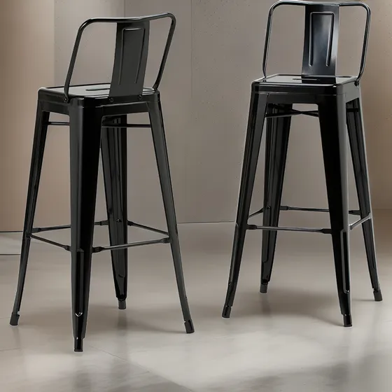 Butaca Tolix X 2 Oferta Promo Taburete Bar Respaldo Chapa