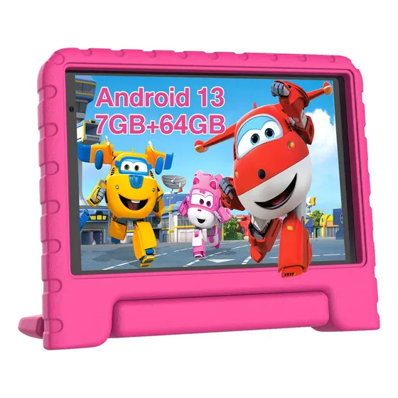 Oangcc 2024 Tablet Niños 7 Pulgadas Android 13 Tablet 7(4+3)gb Ram+64gb Rom(tf 1tb) Wifi 6 Google Gms Bt 5.0 Control Parental Kids Space Dual Camera Gps Funda Para Tableta A Prueba De Nihos Rosa
