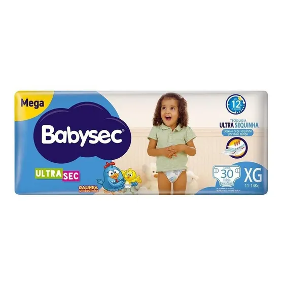 Fralda Babysec Galinha Pintadinha Ultrasec Mega Xg 30 Un