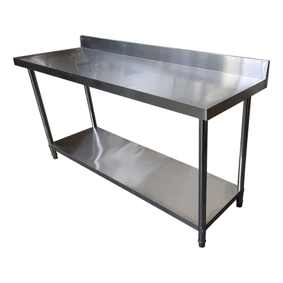 Meson O Mesa De Acero Inoxidable 180x60 Con Respaldo