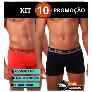 Kit 10 Cuecas Boxer Algodão Premium