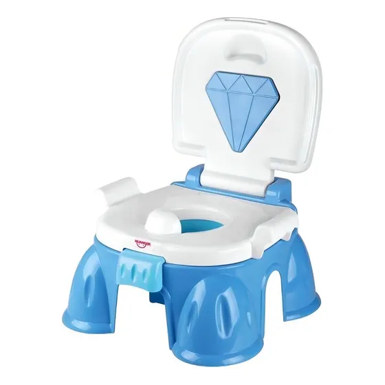 Pelela Infantil Musical Y Banquito 2en1 Water C/tapa Huanger Color Celeste