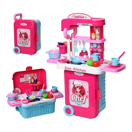 Cocinita Cocina Infantil 3 En 1 Niña Sonido Luz Rosa