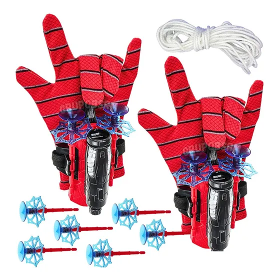 Kit 2 Arminha De Brinquedo Lançador Dardos Teia Luva Aranha