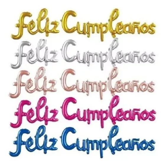Globo Feliz Cumpleaños Letra Cursiva