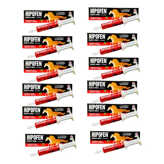 Hipofen vermífugo Cx/12un equinos éguas potro pasta oral 20g