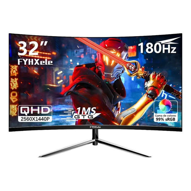Monitor Gamer Curvo Fyhxele 32 K Qhd 165 Hz 1 Ms Led Hdmi Va