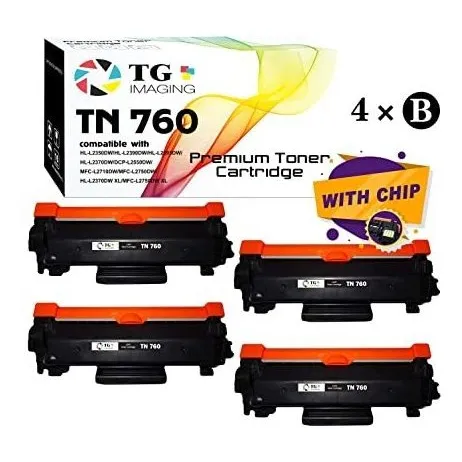 (4-pack, Negro) Compatible Tn730 Tn760 Tn760 Cartucho De Tón