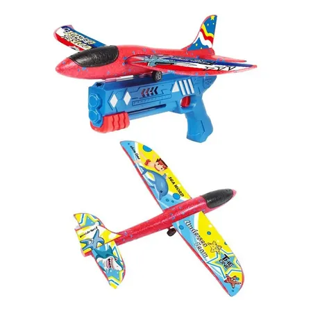 Avião Planador Aeromodelo Wuchild Com Lançador E Luzes Led Epp 32cm
