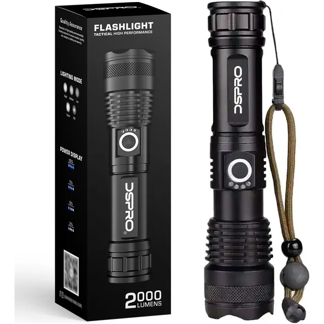 Linterna Potente Recargable Militar Zoom Usb Lampara 5 Modos