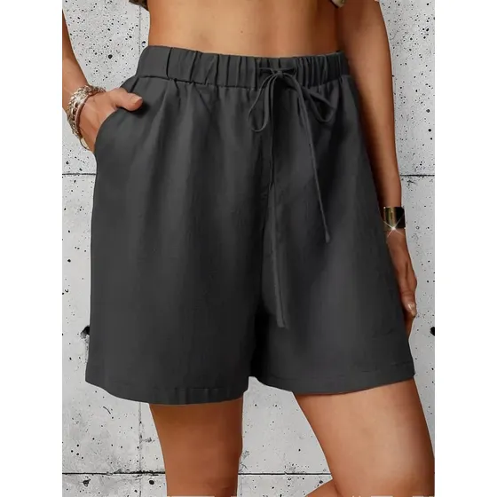 L Pantalones Cortos Holgados De Lino Y Algodón Con Cordones