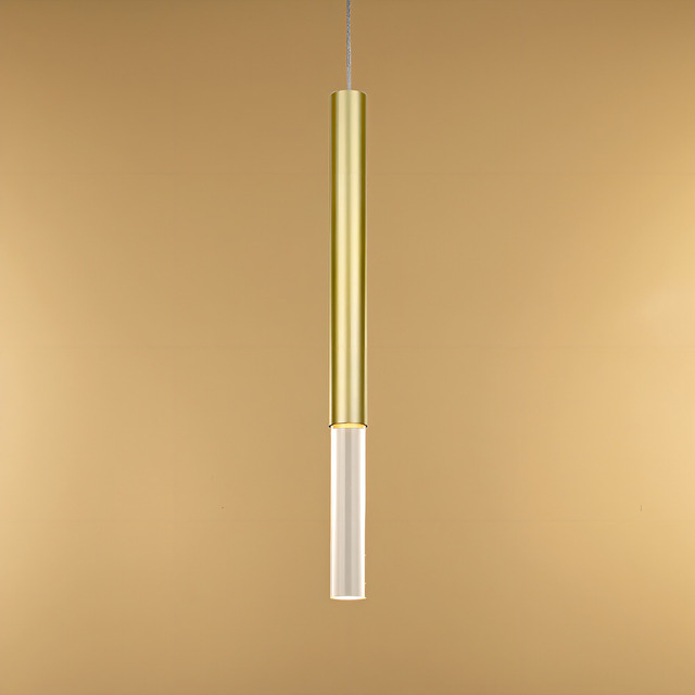 Pendente Tubo 30xø2,5cm Alumínio E Acrílico Dourado Pd1813 Pendente Tubo 30xø2,5cm Alumínio E Acrílico Dourado Pd1813