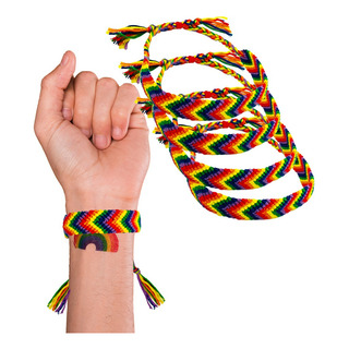 5 Pulseras Colores Arcoíris Hilo Tejida Orgullo Marcha Lgbt 5 Pulseras Colores Arcoíris Hilo Tejida Orgullo Marcha Lgbt