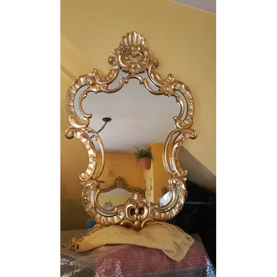 Espejo Antiguo Estilo Frances Tallado  Luis Xv Barroc Xvi