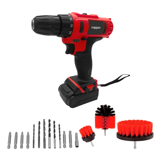 Taladro Atornillador Inalámbrico Nappo + Set De Limpieza