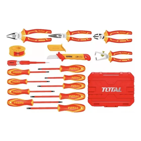 Kit Herramientas Aisladas 1000v Electricista 16 Piezas Total Color Amarillo Naranja