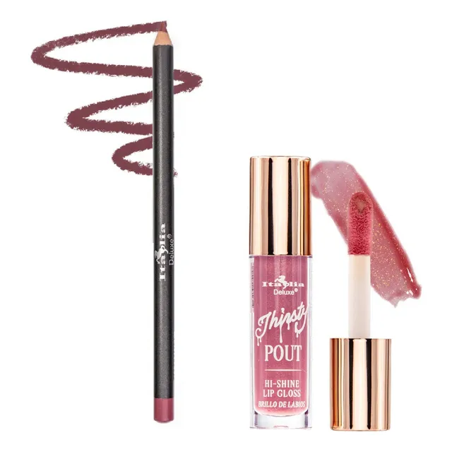 Lip Combo Gloss Thirsty Pout + Delineador Italia Deluxe Mauvelous - Mauve