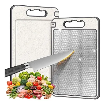 Tabua De Corte Saudável Para Cortar Dupla Face Aço Inox Pp