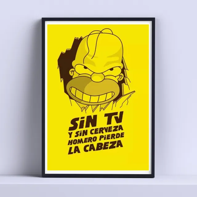 Cuadro Simpsons  Sin Tv Y Sin Cerveza 30x40cm Listo P Colgar