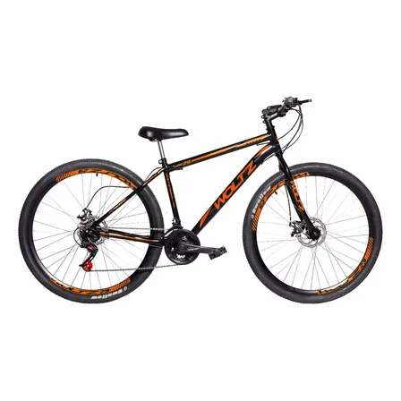 Bicicleta Aro 29 Woltz Aço Carbono Ez Fire 21 Marchas Disco Cor Preto/vermelho Tamanho Do Quadro 17